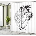 thumbnail image 4 of Ambesonne Sketch Shower Curtain, Human Heart and Brain Art, 69"Wx75"L, Charcoal Grey White, 4 of 4