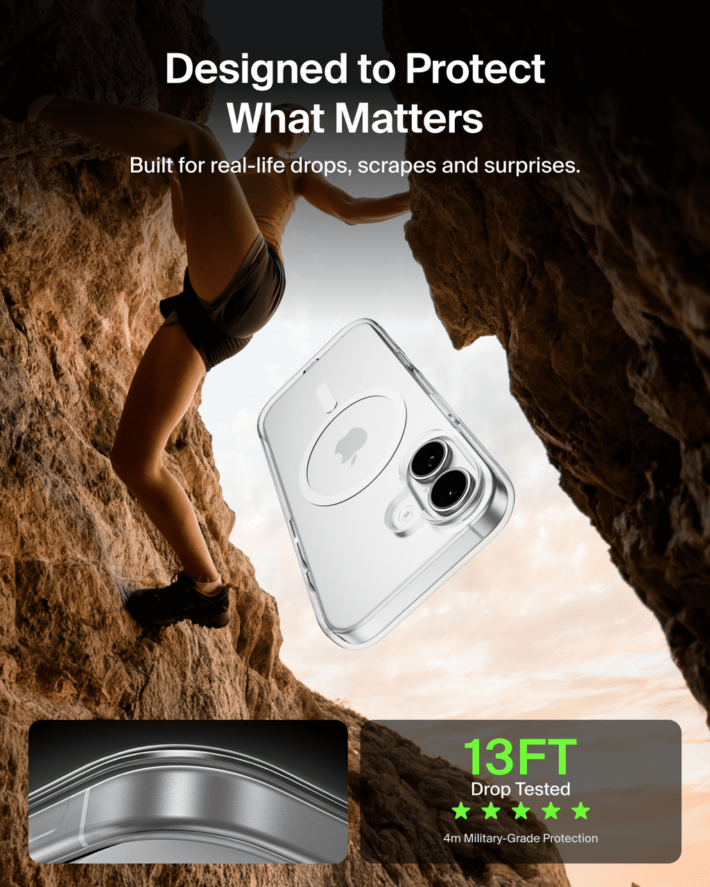 Belkin for iPhone 17 Case, Clear, MagSafe Compatible w/Anti-Scratch & Anti-Yellowing Treated Coating, Touch Sensitive Camera Control - Military Grade, Slim Design, Shockproof, Protective