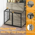 thumbnail image 4 of Dog Crate Furniture with Storage Shelves,Wooden Dog Crate End Table with Flip Top and Movable Divider,42.5 Inch Dog Cage,Large Dog Kennel Indoor Furniture with 3 Doors,42.5"L*27.1"W*63.7"H,Grey, 4 of 8