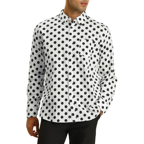 Mens white polka dot dress sale shirt