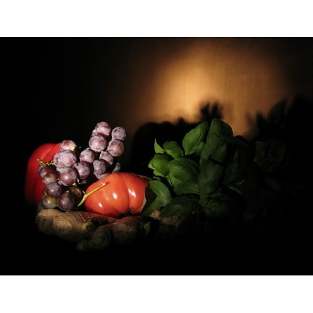 Canvas Print Fruit Grapes Still Nature Mature Tomato Stretched Canvas 10 x