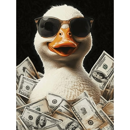 Cool Duck with Money Canvas Print/Wall Art,Suitable for Living Room,Bedroom,Office,Bathroom,and Kitchen Decoration.