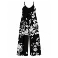 thumbnail image 7 of Women'S Casual Sleeveless Jumpsuits Black White Floral Spaghetti Strap Wide Leg Pants Rompers With Pockets, 7 of 7