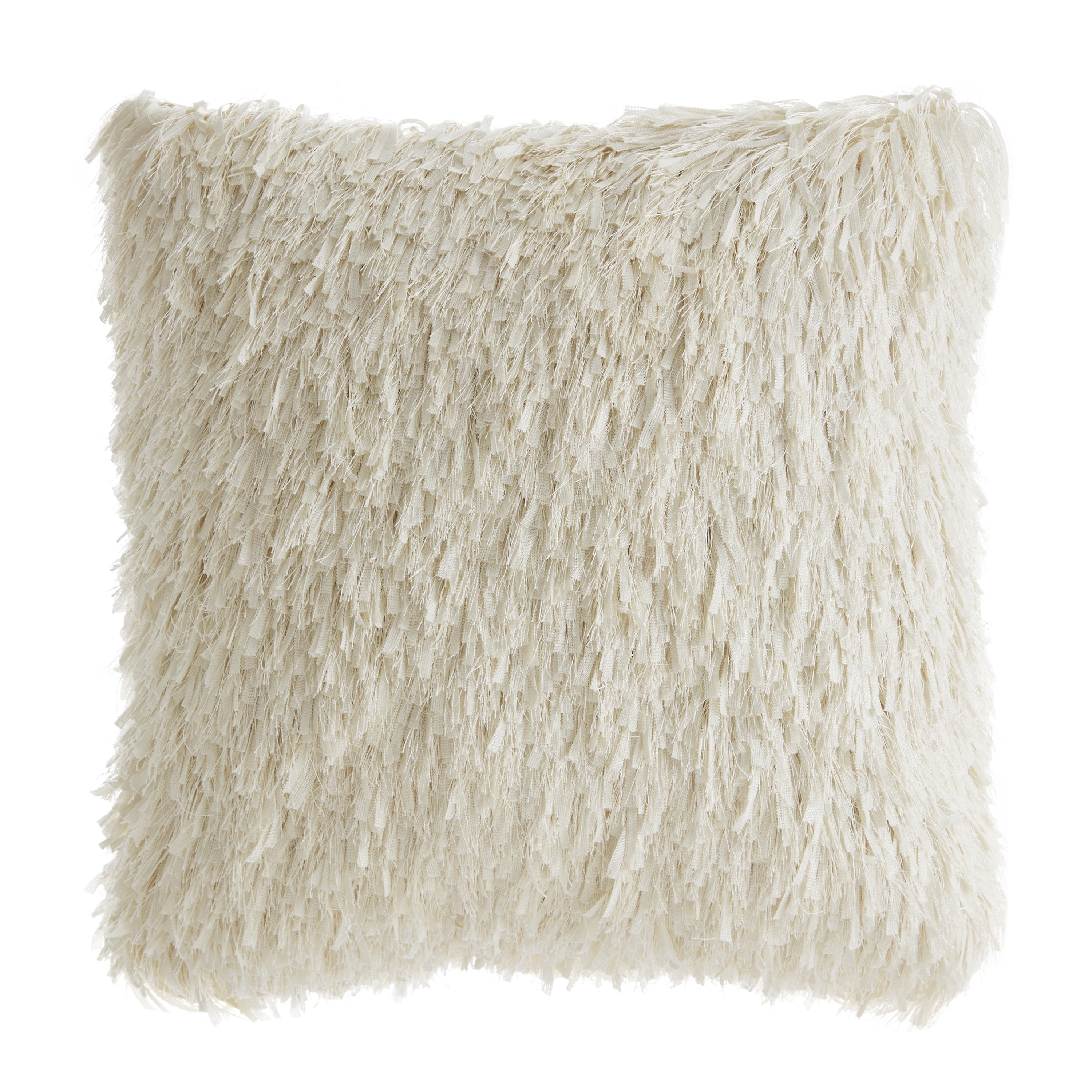 VCNY Home Keegan 18" x 18" Whisper White Polyester Solid Shag Decorative Pillow