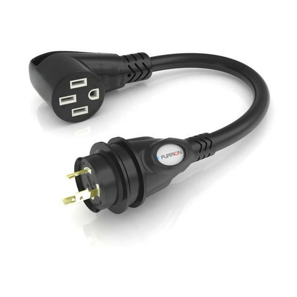Furrion Adaptateur de Cordon d'Alimentation FP5230R-SB Pigtail; Polarisé; Noir; avec Indicateurs de Puissance LED; avec Poignée de Prise