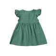 thumbnail image 6 of Toddler Girls Fly Sleeve Dress Solid Color Round Collar Single-breasted Dresses, 6 of 9
