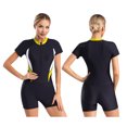 thumbnail image 3 of Traje de baño atlético de una pieza para mujer, traje de baño de manga corta con cremallera inferior Boyleg, traje de baño UPF 50+, traje de baño para surfear, 3 of 5