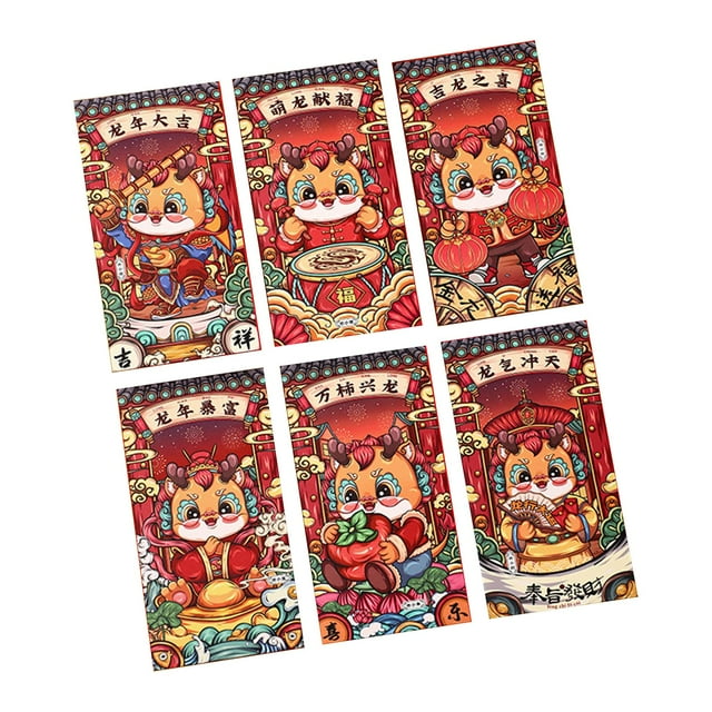Rongfmy 6Pcs New Year Red Envelopes Hong Bao for Spring Festival Graduation Birthday Style B