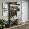 thumbnail image 2 of BELLEZE Lexie Entryway Hall Tree with Bench & Hooks, Rustic Oak, 39x15.75x70", Metal/Wood, 36.3 lbs, 2 of 7