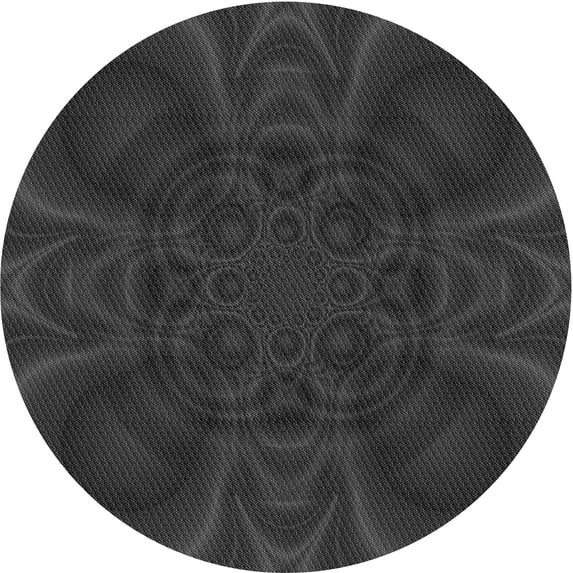 Ahgly Company Machine Washable Indoor Round Transitional Charcoal Black Area Rugs, 8' Round