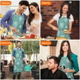 thumbnail image 4 of Turquoise Christmas Snowflake Apron-Garden Aprons for Women with Pockets-Cotton Linen Waterproof Kitchen Cooking Gardening Aprons Adjustable for Kitchen,Cooking,BBQ and Salon 32"x27", 4 of 7