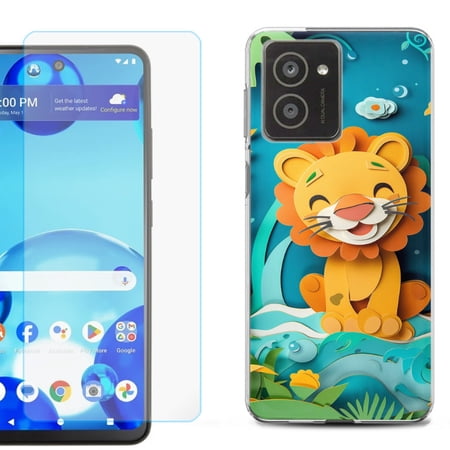 For HMD Vibe Shockproof Phone Case Cover with Tempered Glass Screen Protector by OneToughShield - Lion Craft