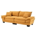 thumbnail image 4 of Corduroy With Pillows - Comfy 23in Spacious Deep Seat, Structure, For Bedroom, Apartment, Yellow Sleeper Couch Spacious, Pillows, Bedroom, 4 of 6