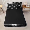 thumbnail image 4 of Homewish Vintage Skull Grid Zipper Queen Comforter Set with Fitted Sheet and 2 Pillowcases,Floral Halloween Zipper Bedding Set,Black White,Black Reversible,4pcs, 4 of 8