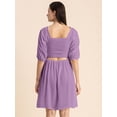 thumbnail image 3 of Moomaya Womens Solid Ruched Midi Dress, Smocked Style, Elbow Sleeves Dress, 3 of 8