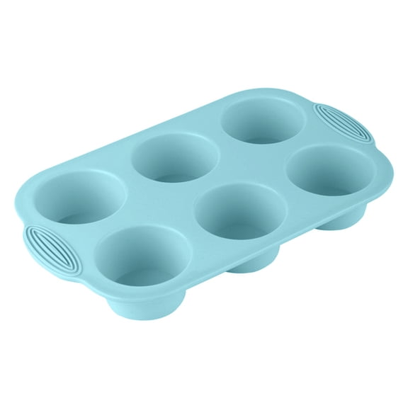 6-Cavity Silicone Cupcake Pan - Non-Stick Round Baking Tray for Muffins, Bpa-Free Flexible Mold for Cakes, Mini Cake Maker, 11.8 Inch Oven Safe