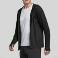 thumbnail image 2 of Fanxing Men’s Sun Shirts with Thumb Holes UPF 50+ Rash Guard for Men Long Sleeve Zip Up Hoodie with Pockets Lightweight Jacket for Swimming Hiking Jogging Black,S, 2 of 8