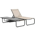 thumbnail image 2 of Ainfox Patio Lounge Chair Set of 2, Recliner with Adjustable 5-Position and Storage, Outdoor Chaise Lounge for Beach,Poolside,Grey/Brown, 2 of 9