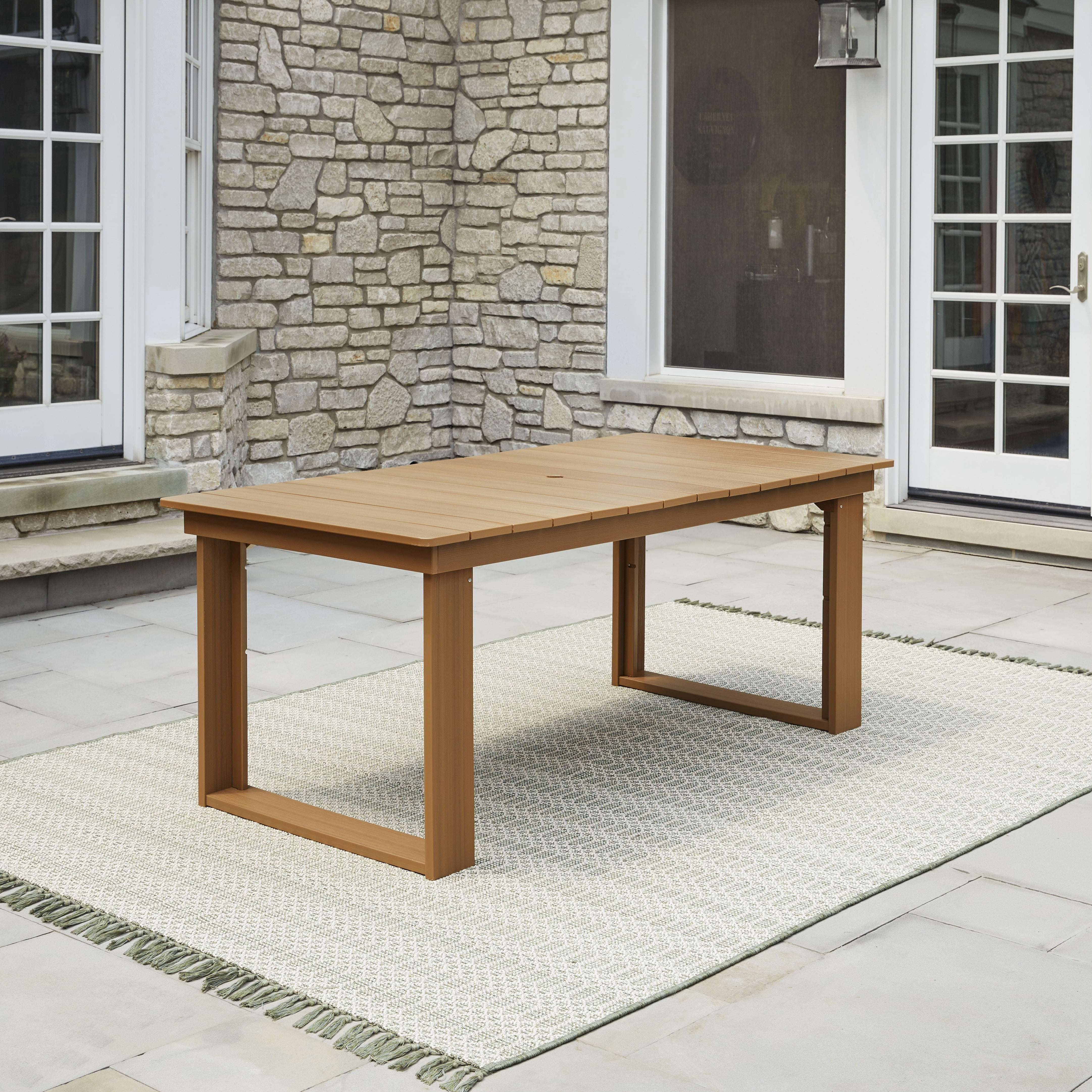 Better Homes & Gardens Ezra Outdoor HDPE Dining Table, Teak