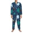 thumbnail image 3 of Salouo Alpaca Astronaut in Space Print Button-Front Long Sleeve Pajama Set for Men, Soft 2Pjs Men's Long Sleeve Sleepwear-Medium, 3 of 7