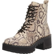 Vince Camuto MECALE Chunky Heel Combat Booties Natural Snake Lace Up Moto Boot (11, NATURAL)