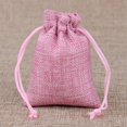 thumbnail image 1 of Bolsa de lino de arpillera con cordón, embalaje de joyería, almacenamiento de dulces de boda, fiesta de Navidad, logotipo personalizable, 100 unidades, 1 of 4