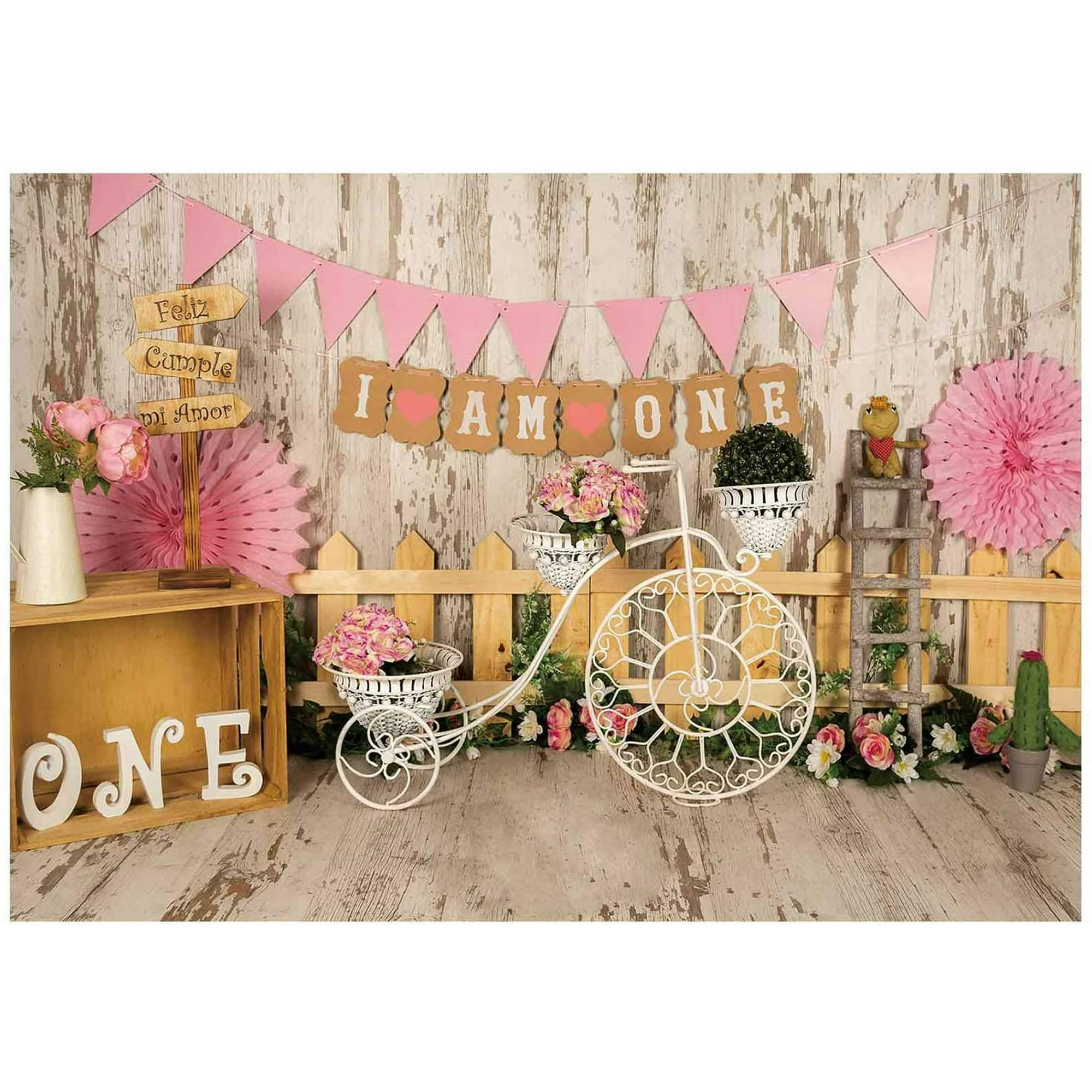 JOYWEI7x5ft 1st Birthday Cake Smash Photography Backdrop Baby Girl Pink One  Year Old Background Rustic Wooden First Party Decor Banner Photo Studio  Portrait Mini Session Photobooth | Walmart Canada