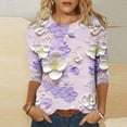 thumbnail image 2 of CYMMPU Tunic Tops 3/4 Sleeve Spring Tops Loose Fit Floral Printed Summer Trendy Shirts Blouses for Women Dressy Casual Crew Neck Lightweight Basic Tees Multicolor M, 2 of 5
