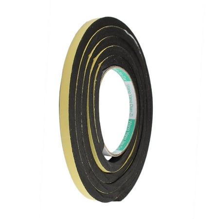2Meter 8mm x 10mm Single-side Adhesive Shockproof Sponge Foam Tape Yellow Black