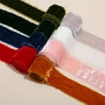 thumbnail image 2 of ERDOUY 6 Yards 1 Roll Vintage Christmas Silk Velvet Ribbon, Raw Edge Fringe Style for Wreath Wrapping & Floral Bouquets, Navy Blue, 2 of 4