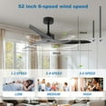 thumbnail image 2 of Miniyam 52" Outdoor Black Ceiling Fan Without Light with Remote Control, 3 ABS Blades Farmhouse Ceiling Fan 6-Speed Reversible DC Motor Modern Ceiling Fan for Living Room, Bedroom, Kitchen, 2 of 5