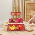 thumbnail image 4 of PPgejGEK 3-Layer Fruit Tray Snack Stand Wedding Cake Platter Plastic Serving Tray 33cm Height/13in Square Dessert Display for Parties Events Home Decor, 4 of 5