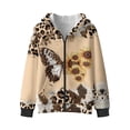 thumbnail image 4 of Xoenoiee Butterfly Sunflower Leopard Cow Print Zip Up Hoodies for Kids Girls Lightweight Hooded Sweatshirt with Front Pocket Long Sleeve Loose Activewear Sweater Tops Sports Shirt, M, 4 of 7