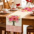 thumbnail image 5 of Spring Flowers Cotton Linen Table Runner for Dining Kitchen, Vintage Pastoral Floral Leaves Farm Checkered Wedding Outdoor Party Tablerunners, Dresser Scarf Coffee Tablecloth Runners 13x36 Inches, 5 of 9