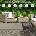 thumbnail image 7 of SIXHOME Outdoor Rug 9'x12' Waterproof Reversible Patio Rug Floral Border Plastic Straw Indoor Outdoor Rug for RV Camping Garden Picnic Beach Deck Backyard Porch Decor Black and Beige, 7 of 7