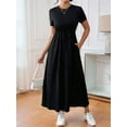 thumbnail image 6 of Women'S Short Sleeve Maxi Dresses Casual Long Dress with Pockets Black S, 6 of 8