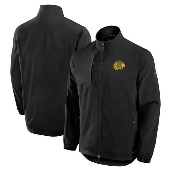 Men's Fanatics Black Chicago Blackhawks Authentic Pro Rink Coaches Full-Zip Jacket