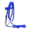 thumbnail image 4 of Brida de nailon para caballo, rienda para caballo, cabezada, filete extraíble, cabestro engrosado Azul m, 4 of 9