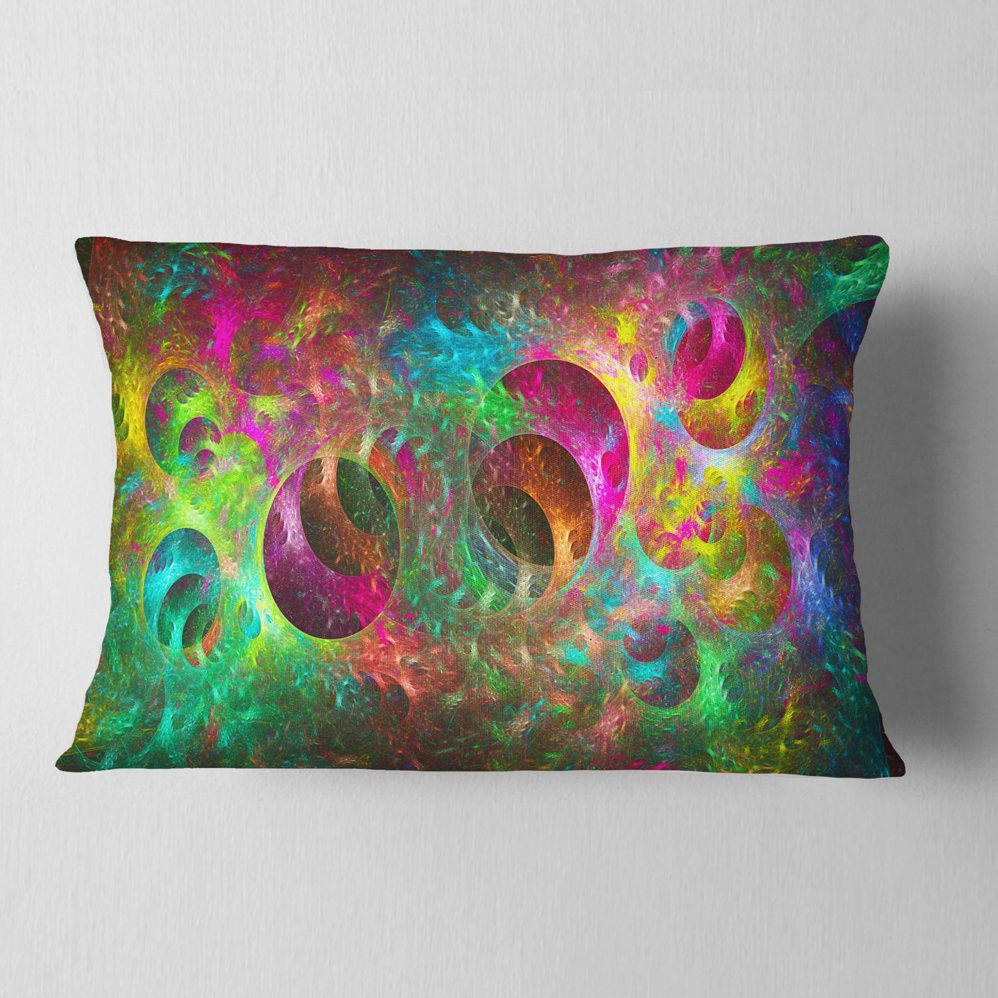 Designart Multi Color Fractal Glass Texture - Abstract Throw Pillow - 12x20