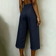 thumbnail image 4 of Noric Women's Cotton High Waist Casual Capri Pants with Button Pocket Elastic Waist Relaxed Fit Solid Yoga Runing Trousers, 4 of 7
