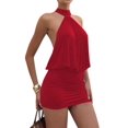 thumbnail image 3 of Women's Halter Mini Dress Y2k Backless Bodycon Club Night Cocktail Dresses Red XS, 3 of 7