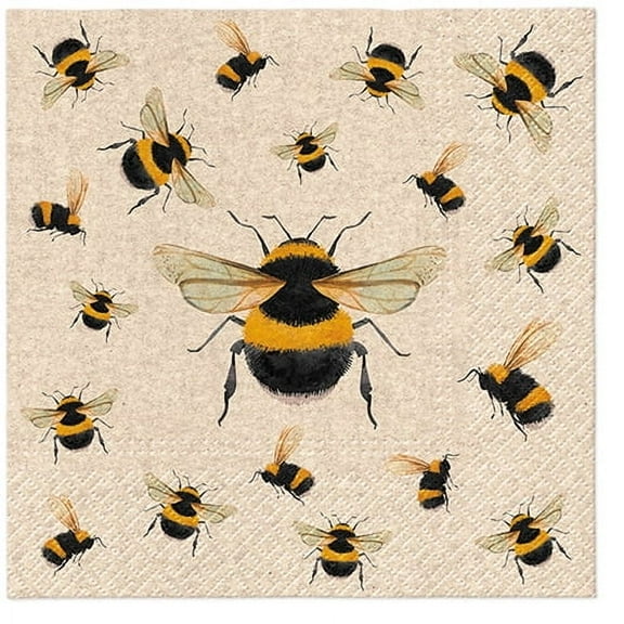 Bumble Bee Napkins DANCING BEES 40pcs Lunch Paper Napkins, Bee Napkins, Decorative Napkins, Decoupage Paper Napkins, Biodegradable Napkins, Summer Napkins