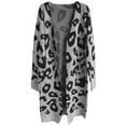 thumbnail image 5 of Cardigans for Women Trendy Open Front Knit Long Sleeve Leopard Print Sweater with Oversized Pocket Fall Winter Fashion Casual Comfy Crew Neck Work Sweaters for Women Black S, 5 of 6