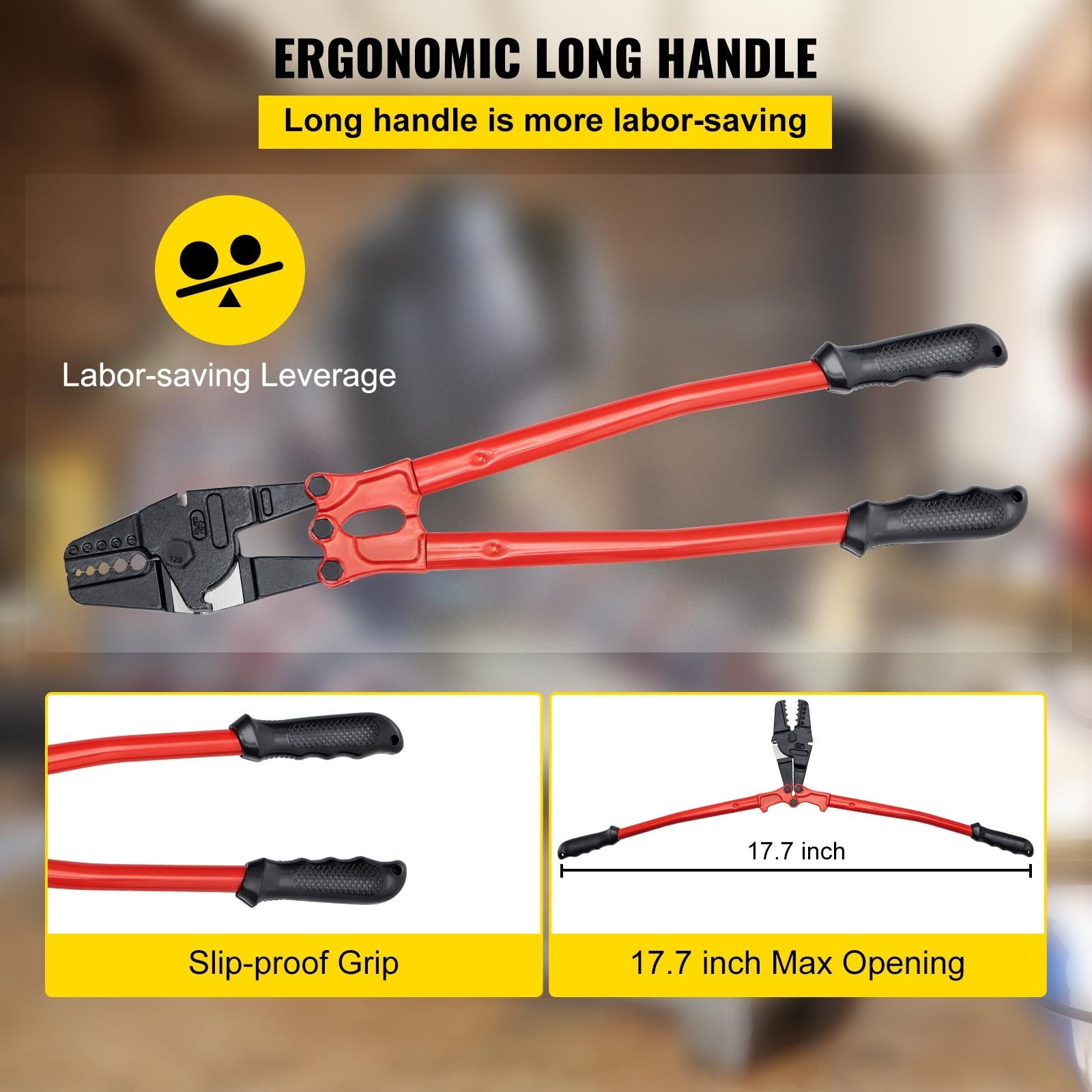 VEVOR Hand Swager Crimper 24 inch,Swaging Tool 5 Cavity 1/16" 3/32" 1/8" 5/32" 3/16",Hand Cimping Tool for Copper Aluminum Oval Sleeves and Stop Sleeves,Wire Rope Crimping Tool Swage Tool Long Hand