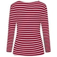 thumbnail image 4 of kaprioy Womens 3/4 Length Sleeve Tops Striped Boatneck Shirt Breton French Cotton Tees Red, M, 4 of 4