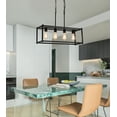 thumbnail image 2 of Q&S Black Modern Industrial Kitchen Island Light 4-Lights Rectangular Linear Farmhouse Chandelier Pendant Light Fixtures for Dining Room Office Bar UL Listed 26.6*8.7*66.7 Inch Adjustable, 2 of 8