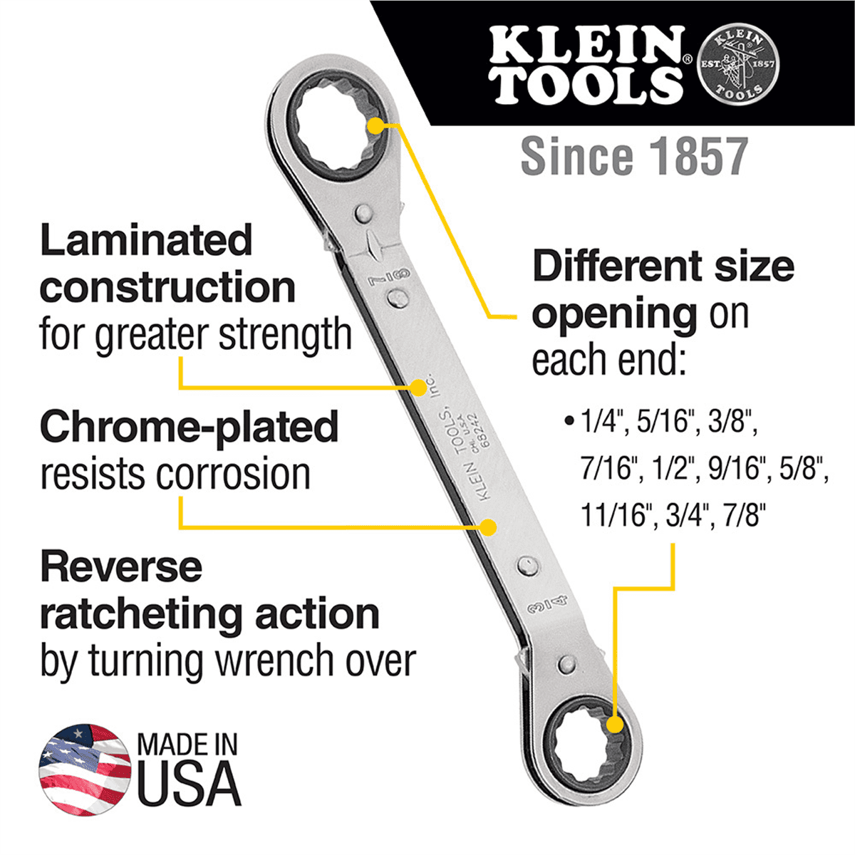 Klein Tools Reversible Ratcheting Box Wrench Set, 5-Piece