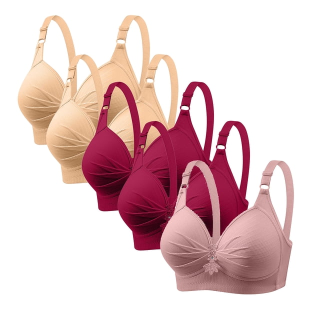 LOVZFMLL Soutien-Gorge pour Femmes Impression pour Femme 5 Pcs Rassemblé Grande Taille Soutien-Gorge Quotidien sous-Vêtements Sans Armatures Multicolore P