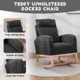 thumbnail image 4 of Tcbosik Upholstered Rocking Chair, Teddy Fabric Accent Armchair with Side Pocket, Mid Century Modern Glider Rocker with High Backrest for Living Room, Bedroom, Dark Grey, 4 of 7