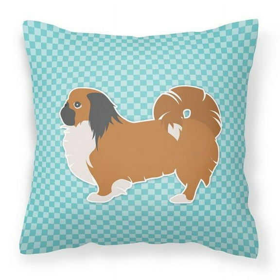 Carolines Treasures BB3738PW1818 Pekingese Checkerboard Blue Fabric Decorative Pillow